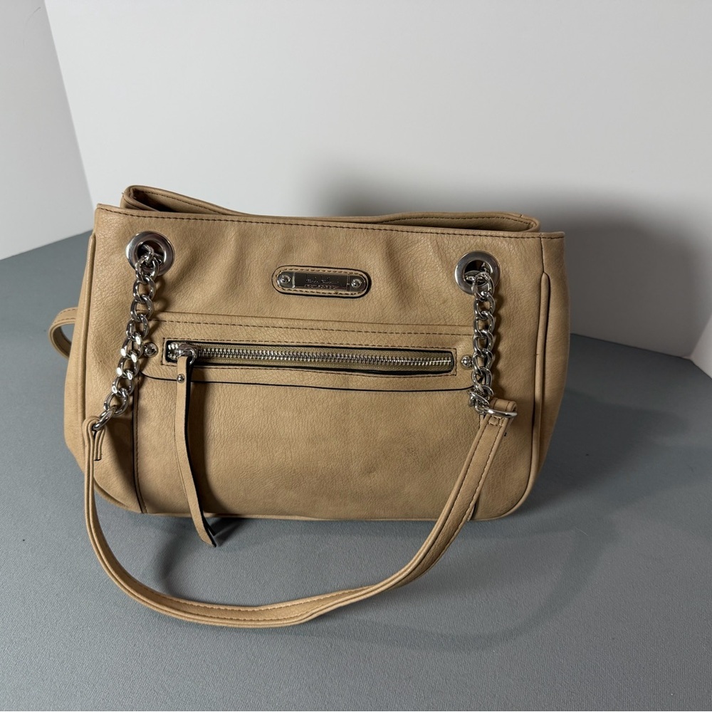 Nicole Miller Tan Shoulder Bag with Chain Straps